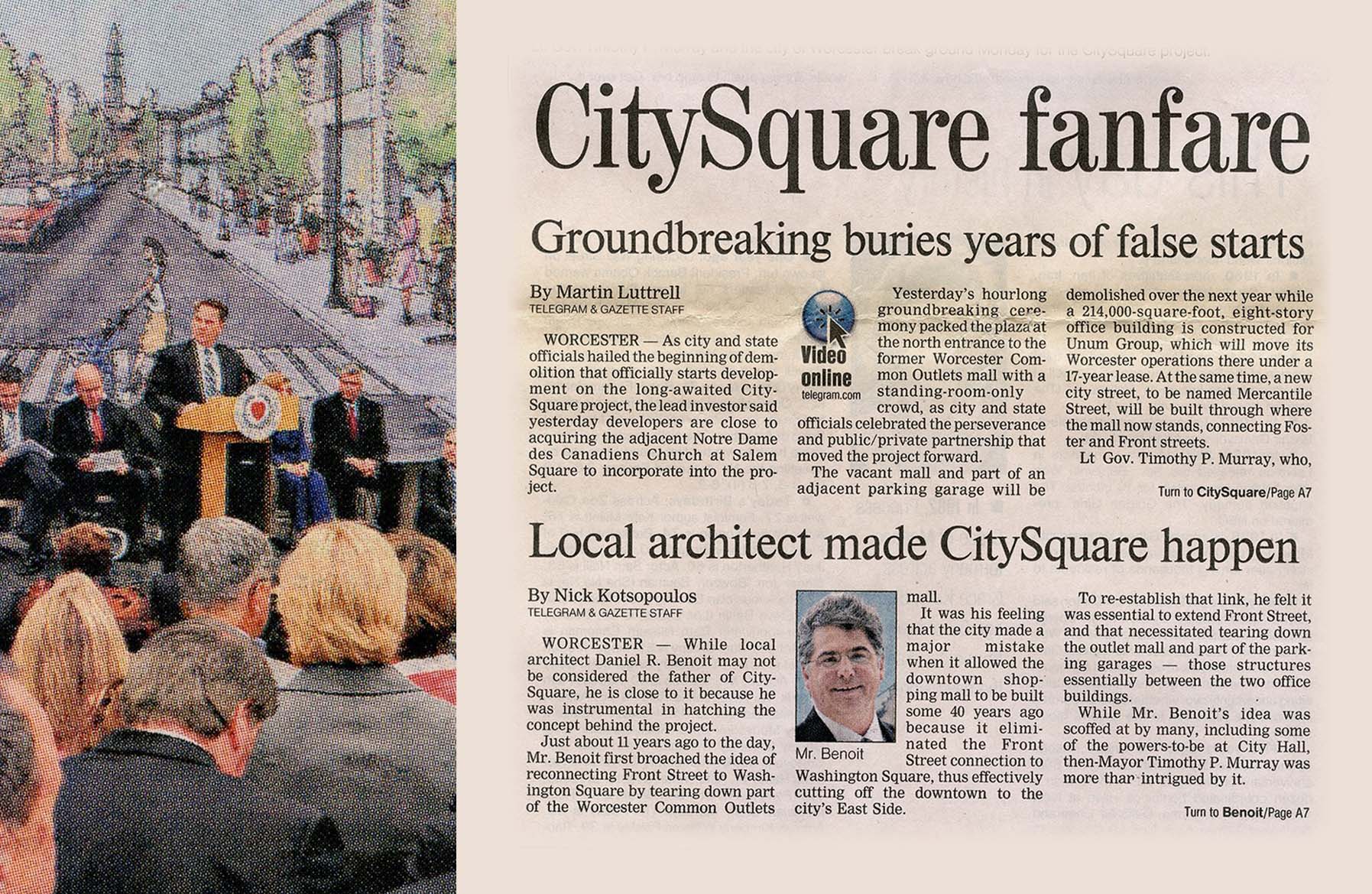 Master Planning Architects - City Square Telegram Gazette Headline