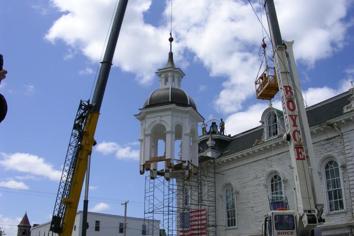 Historic Restoration Architects - bell tower going up 2